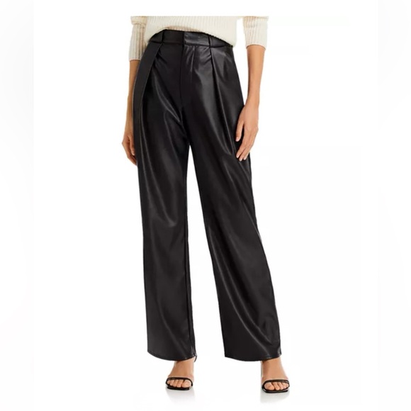 MOTHER High Waisted Tunnel Vision Pleated Wide Leg Faux Leather Pants Size 27 - Picture 1 of 16